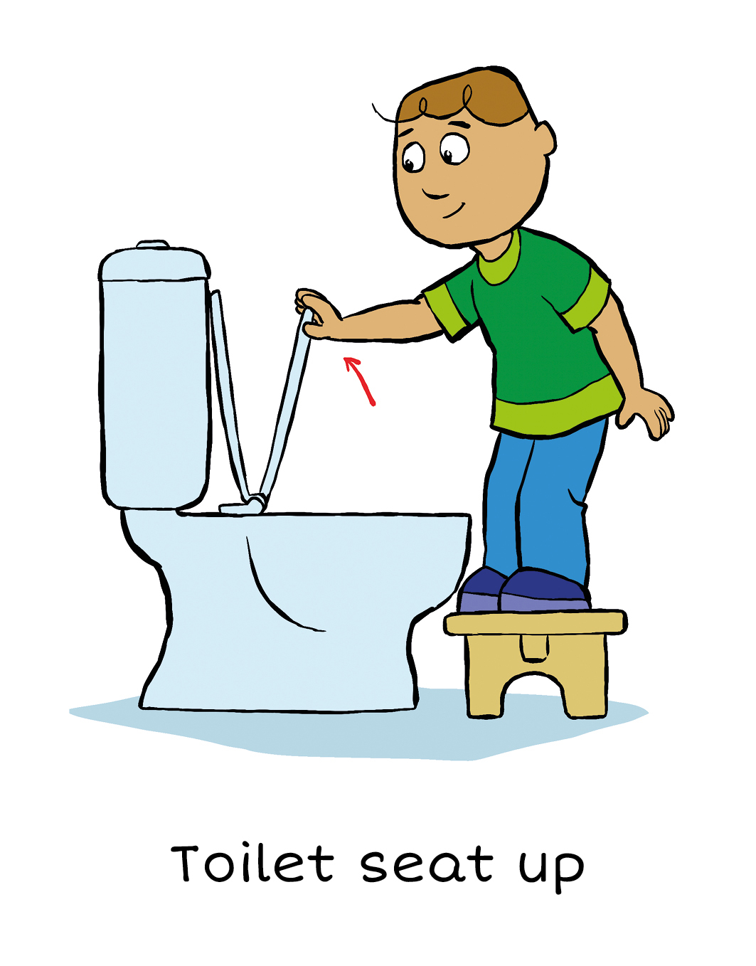 Toilet Time: Visual cards for boys learning to stand for wee and sit for poo