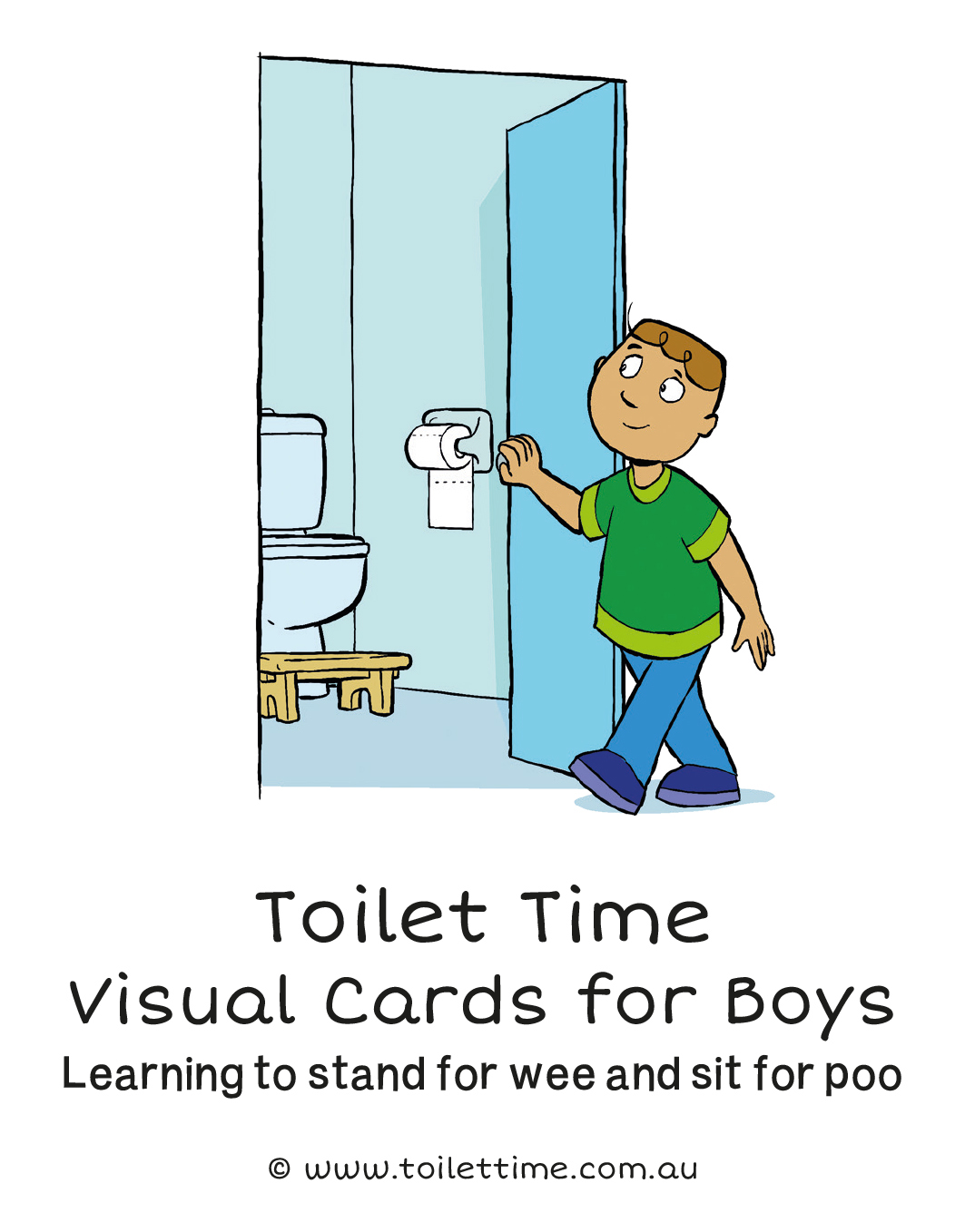 Toilet Time: Visual cards for boys learning to stand for wee and sit for poo